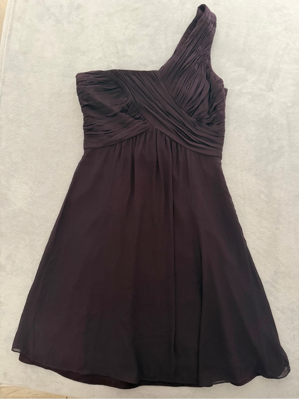Ann Taylor One-Shoulder Ruched A-Line Dress - Plum
